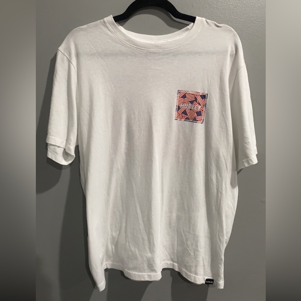 Men’s Hurley White American Flag Shirt Size Medium
